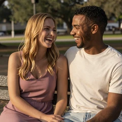 Sophie and Jean, a married interracial couple from Houston who met online and now share their success story