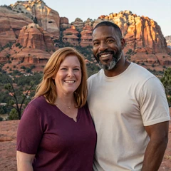 Melissa and Byron, a Phoenix-based interracial couple celebrating 18 months together after meeting on the platform