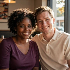 Latoya and Dan, an engaged interracial couple from Atlanta who met on EInterracialDatingSites